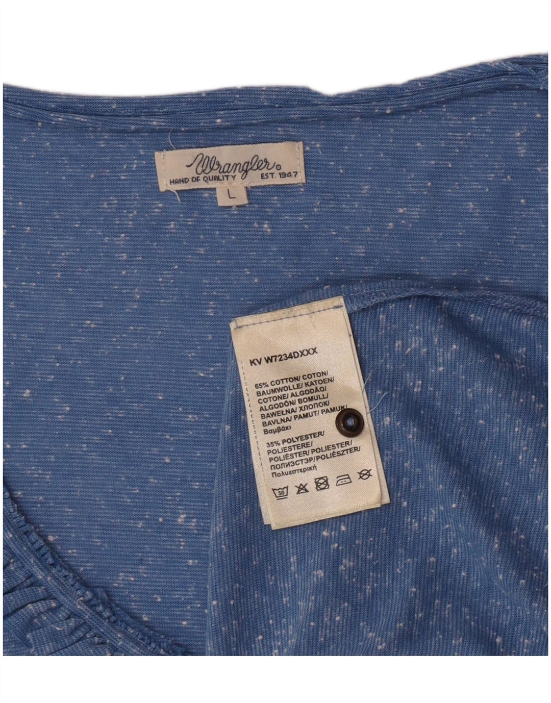Wrangler Damen-Blusenoberteil, UK-Größe 44, groß, blau gefleckte Baumwolle