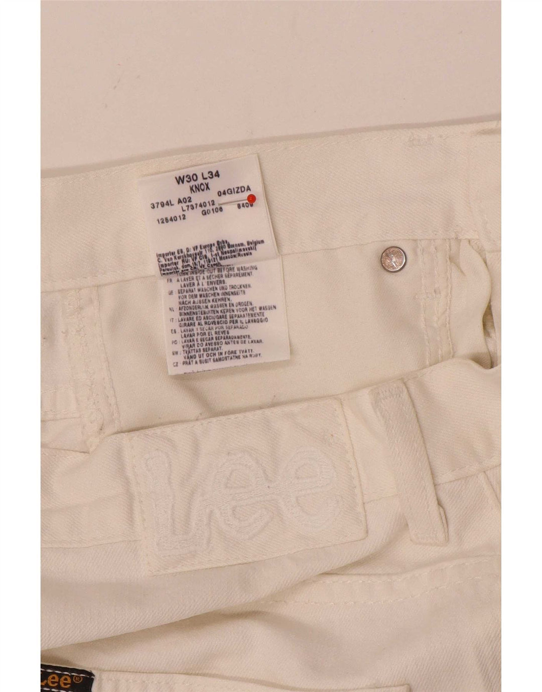Lee Herren Knox Straight Jeans W30 L34 Weiße Baumwolle