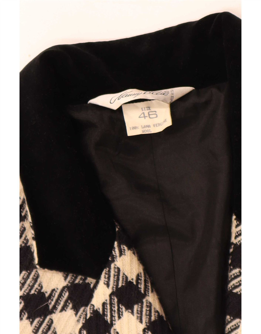 Vintage Damen 3-Knopf-Blazer-Jacke IT 46 Großer schwarzer Hahnentritt-Klassiker