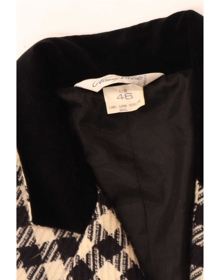 Vintage Damen 3-Knopf-Blazer-Jacke IT 46 Großer schwarzer Hahnentritt-Klassiker