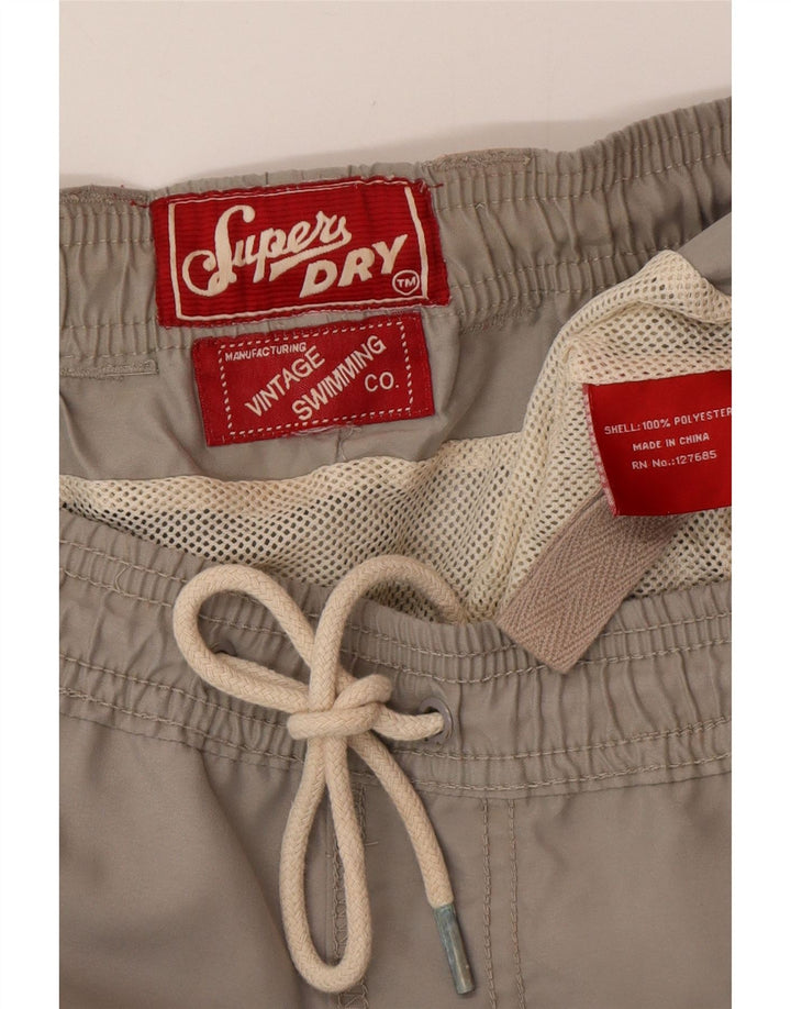 Superdry Herren-Badeshorts mit Grafik, mittelgraues Polyester