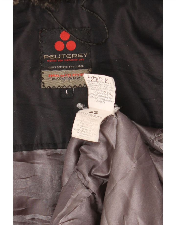 PEUTEREY Damen Wattierte Jacke UK 16 Large Schwarz Polyamid