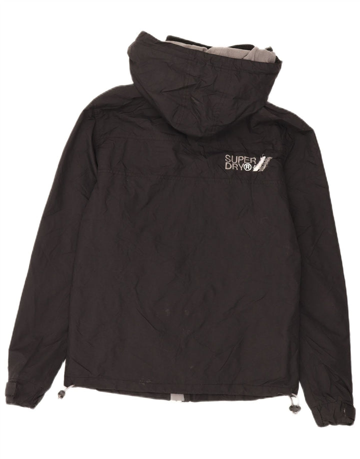 Superdry Damen-Windbreakerjacke mit Kapuze, UK 14, Mittelschwarzes Nylon