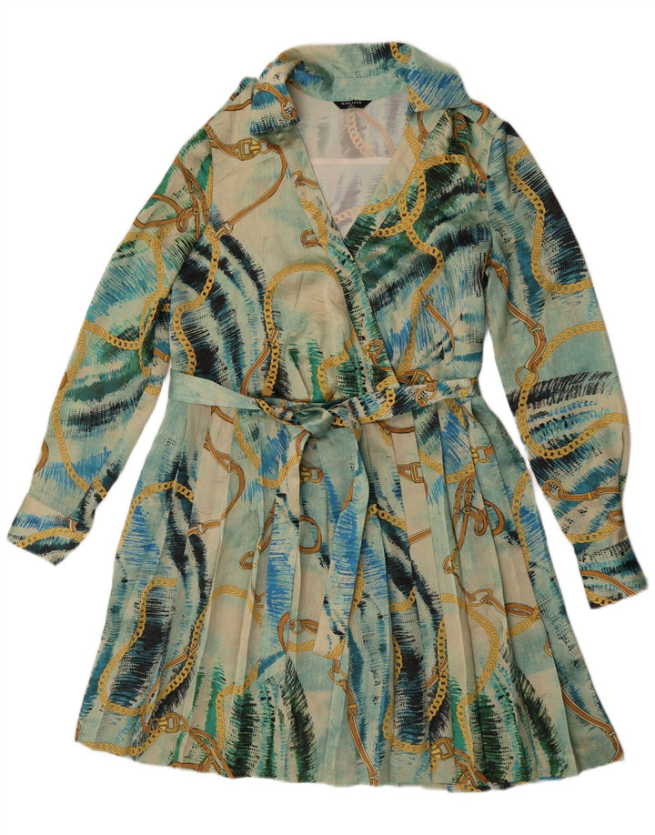 Guess By Marciano Damen-A-Linien-Kleid mit abstraktem Muster, US 6, Mittelblau