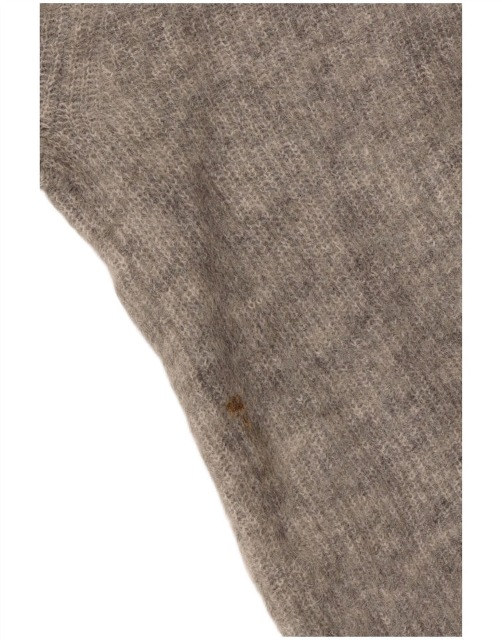 ZARA Damen Crop V-Ausschnitt Pullover Pullover UK 14 Mittelgrau meliert
