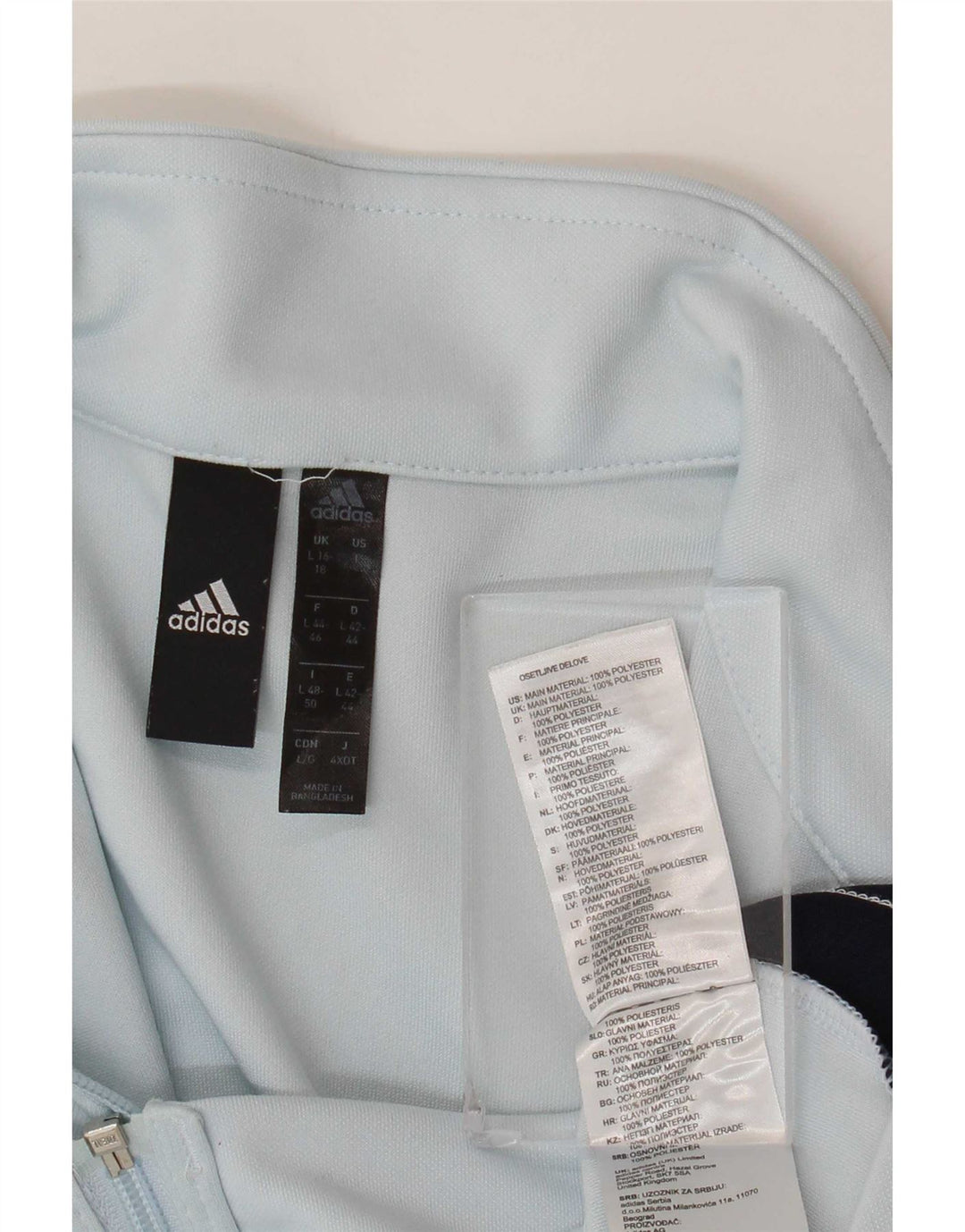 Adidas Damen-Trainingsanzugoberteil, UK, Größe 16/18, groß, blau, Farbblock