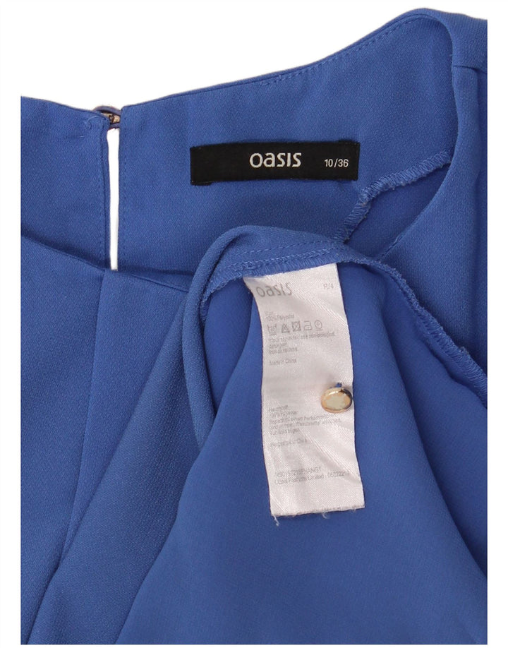 Oasis Damen-Blusenoberteil UK 10 Small Blau Polyester