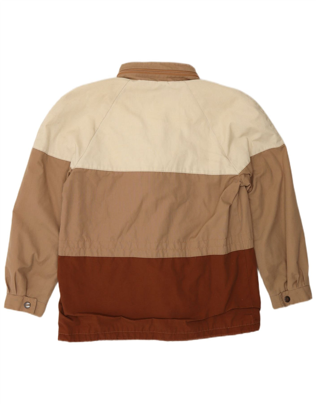 Vintage Herren-Windbreakerjacke mit Kapuze, Größe 46, klein, Beige, Farbblock