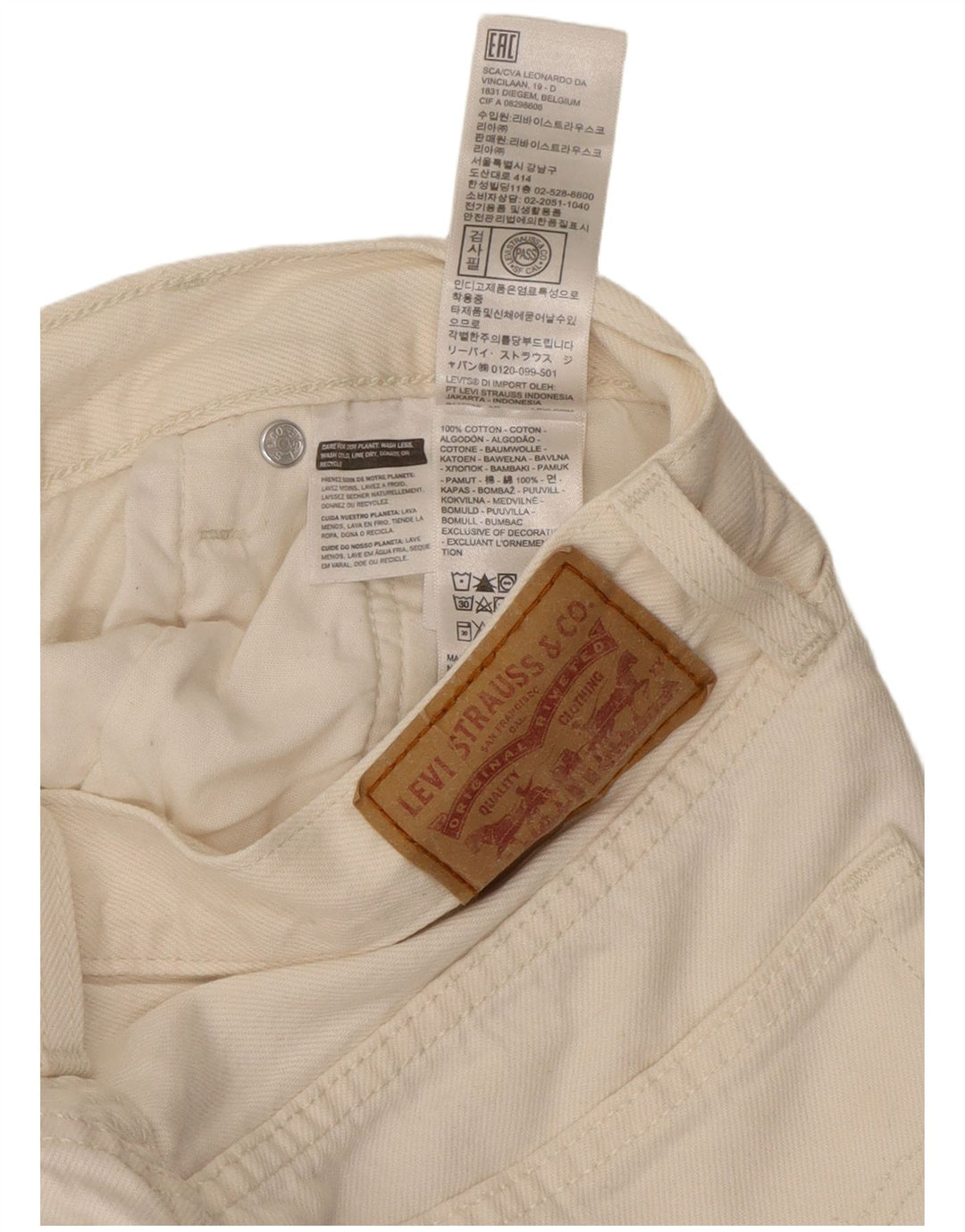 Levi's Damen Tapered Jeans W28 L26 Weiße Baumwolle