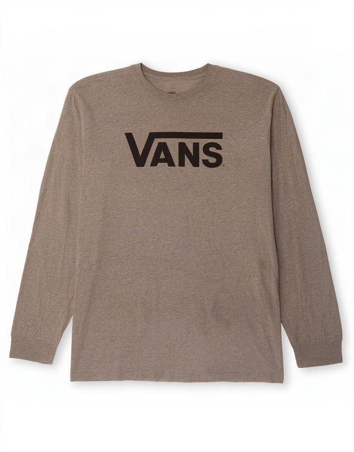Vans Herren-Oberteil mit klassischer Passform und Grafik, langärmlig, groß, grau gefleckte Baumwolle