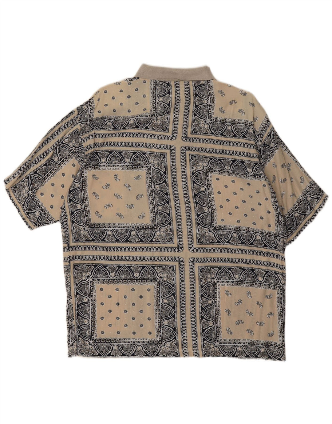 Alcatraz Herren Kurzarm-Pullover-Hemd, Mittelbeige, Paisley-Viskose