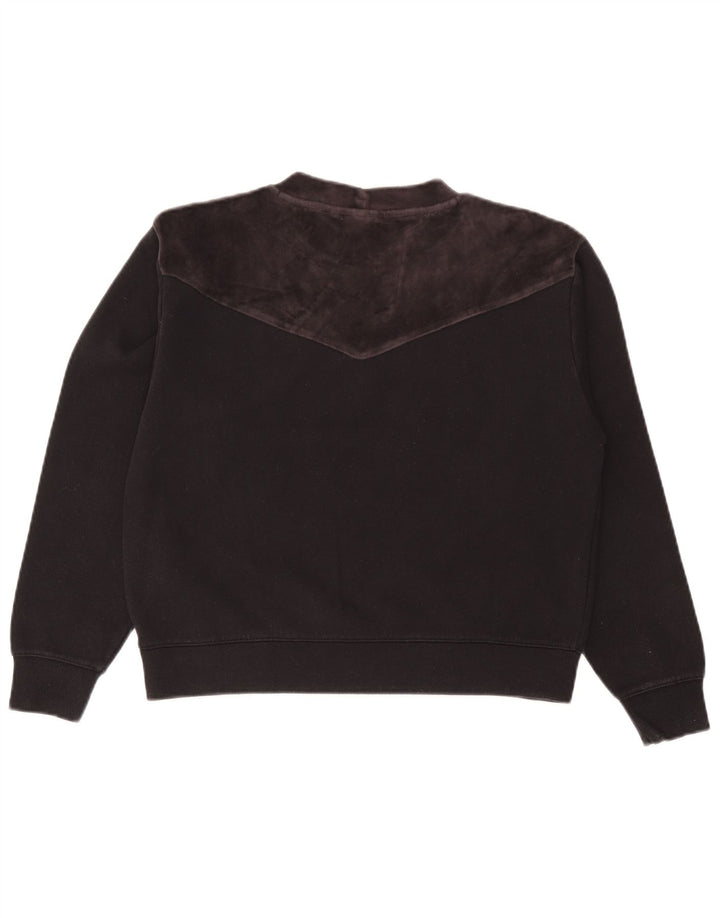 Champion Damen Crop Graphic Sweatshirt Pullover UK 10 Small Schwarz Baumwolle