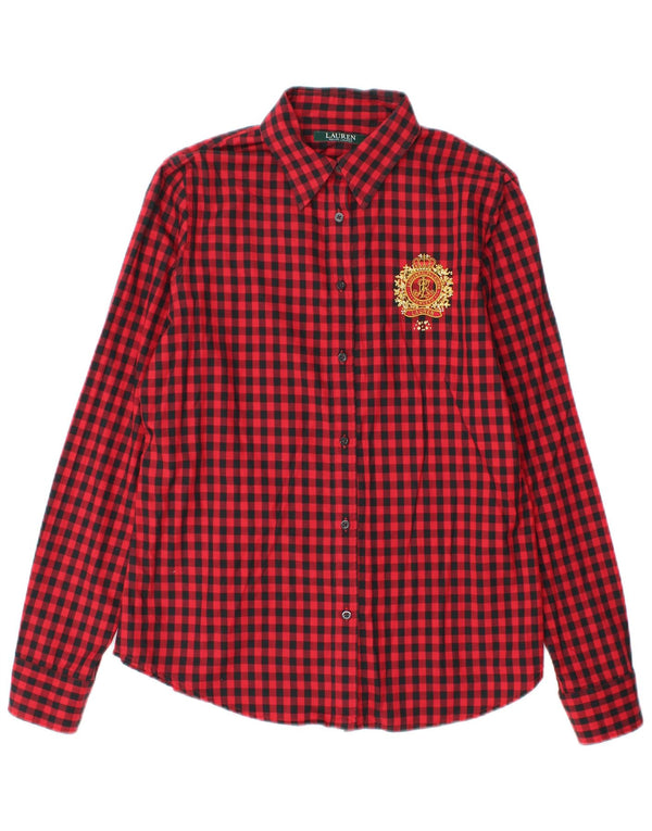 Ralph Lauren Damen-Hemd UK 14 aus mittelroter Gingham-Baumwolle