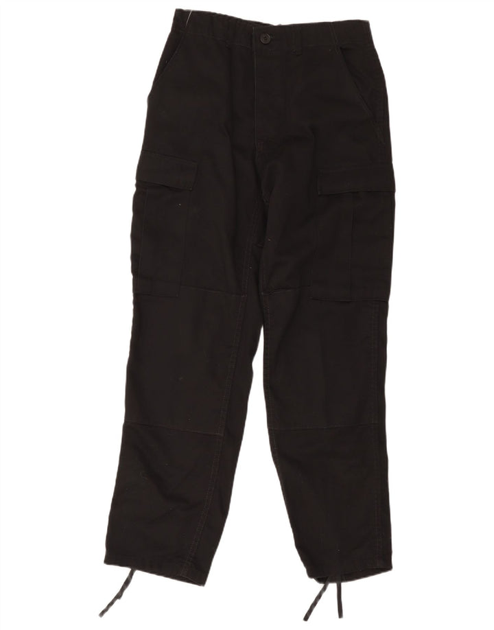 Vintage Damen Regular Cargo Hose Klein W28 L30 Schwarze Baumwolle