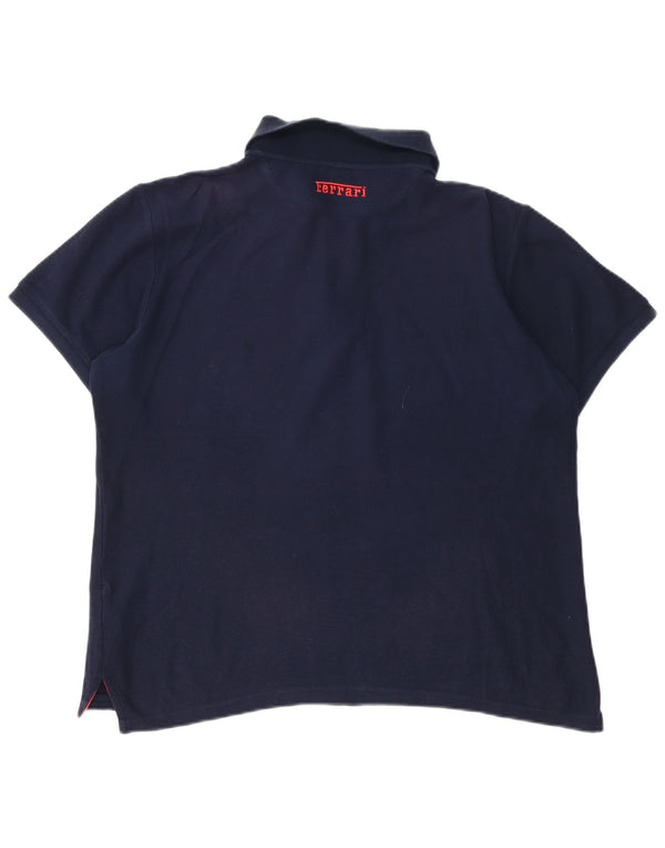Ferrari Herren-Poloshirt aus mittelblauer Baumwolle in Marineblau