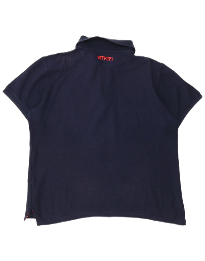 Ferrari Herren-Poloshirt aus mittelblauer Baumwolle in Marineblau