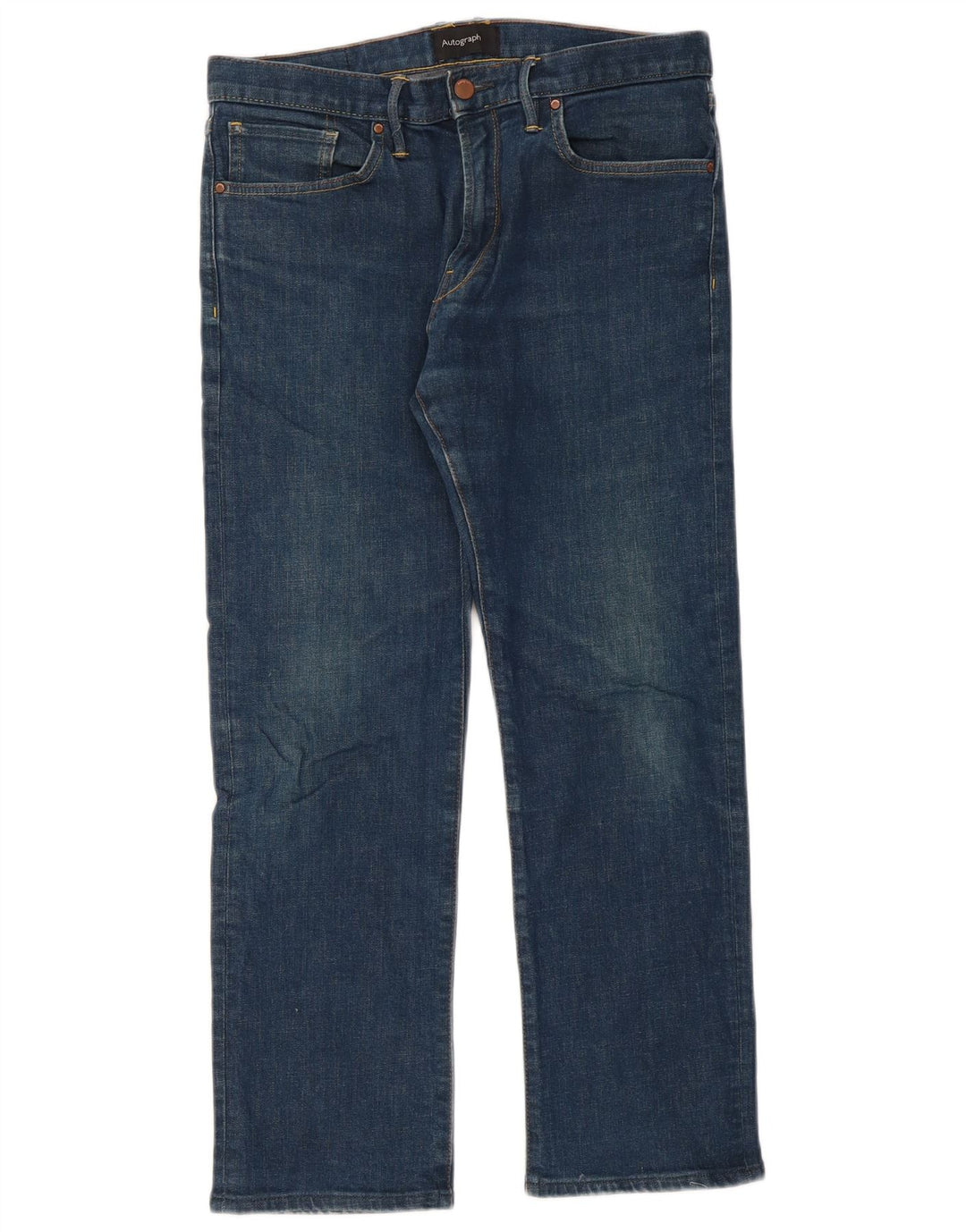 Marks & Spencer Herren Autograph Straight Jeans W32 L29 Blaue Baumwolle