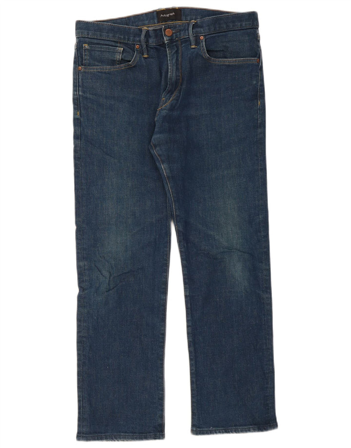 Marks & Spencer Herren Autograph Straight Jeans W32 L29 Blaue Baumwolle
