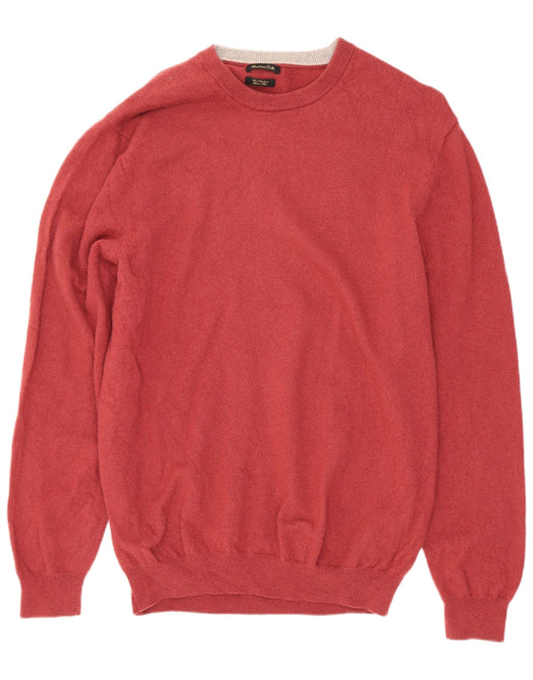 Massimo Dutti Mens Crew Neck Jumper Sweater XL Red Wool
