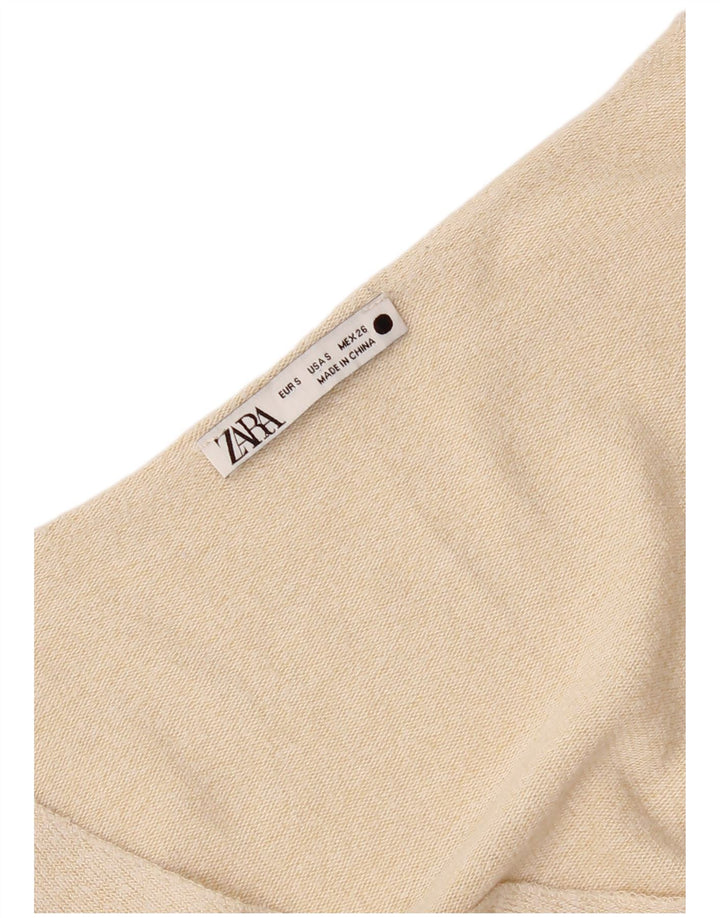 Zara Damen Top Langarm UK 10 Small Beige