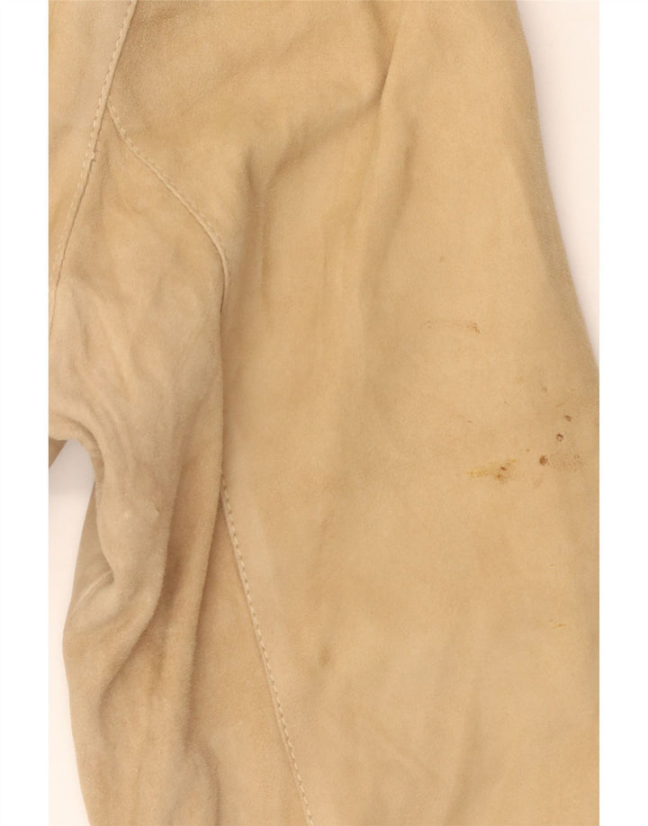 VINTAGE Damen Wildledermantel IT 46 Großes beiges Leder