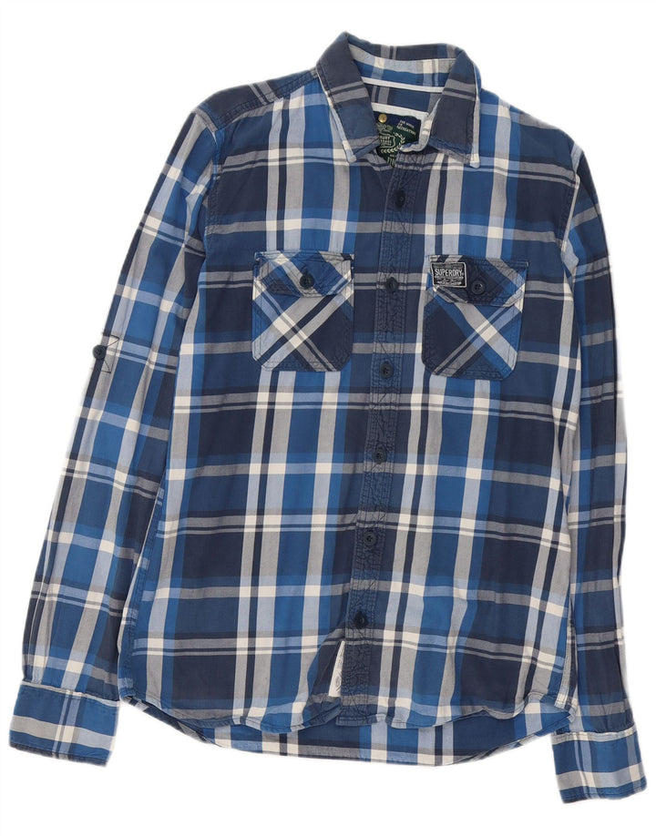 SUPERDRY Herren-Flanellhemd, groß, marineblau, kariert, Baumwolle