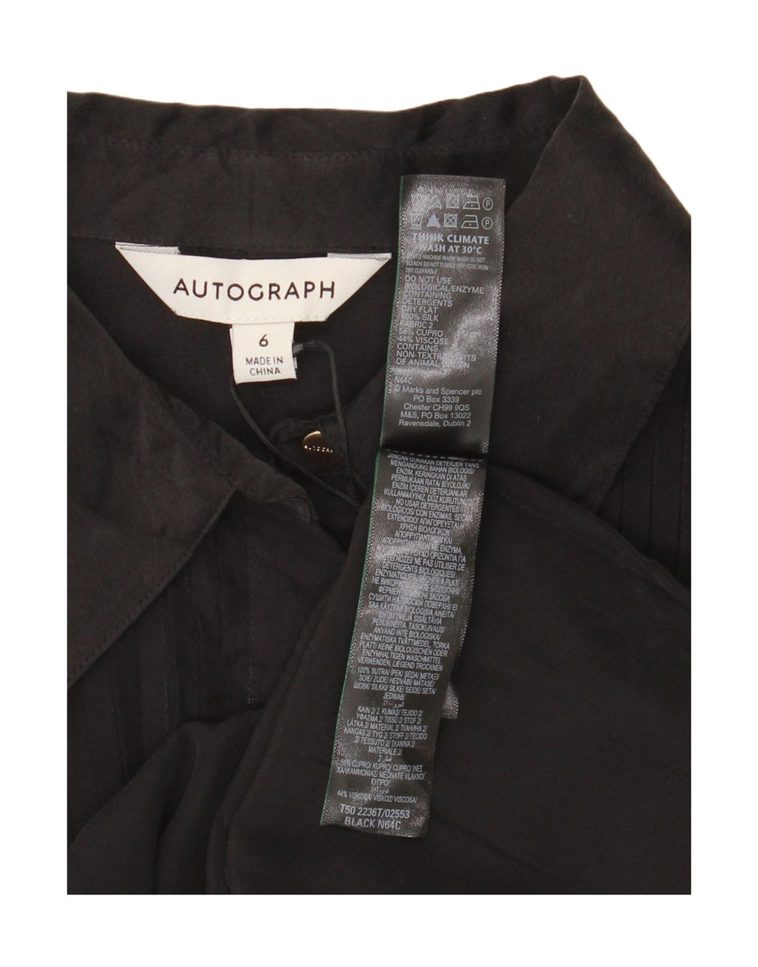 Autograph Damen-Formalhemd, UK 6, XS, schwarze Seide