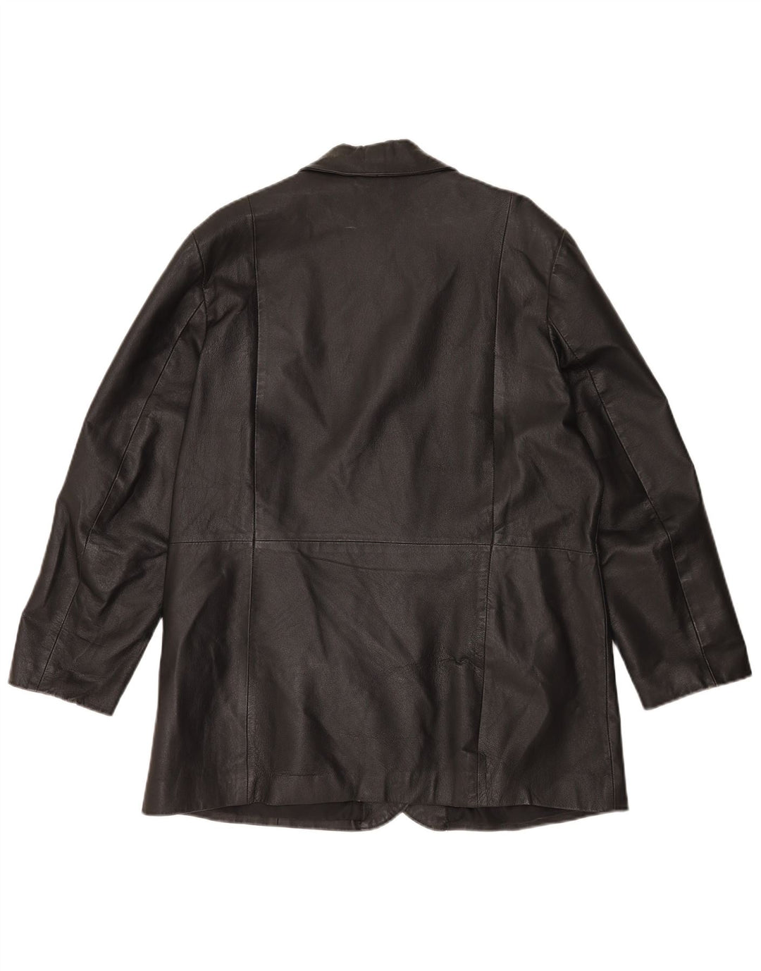 Vintage Damen 3 Knopf Leder Blazer Jacke UK 20 2XL Schwarzes Leder