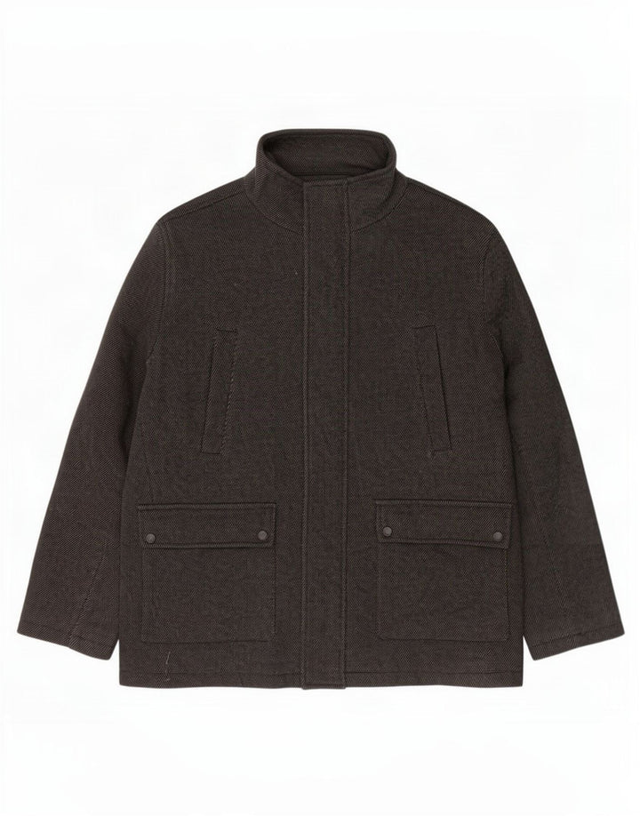 Calvin Klein Herren Utility Jacke UK 40 Große graue Nadelstreifenwolle