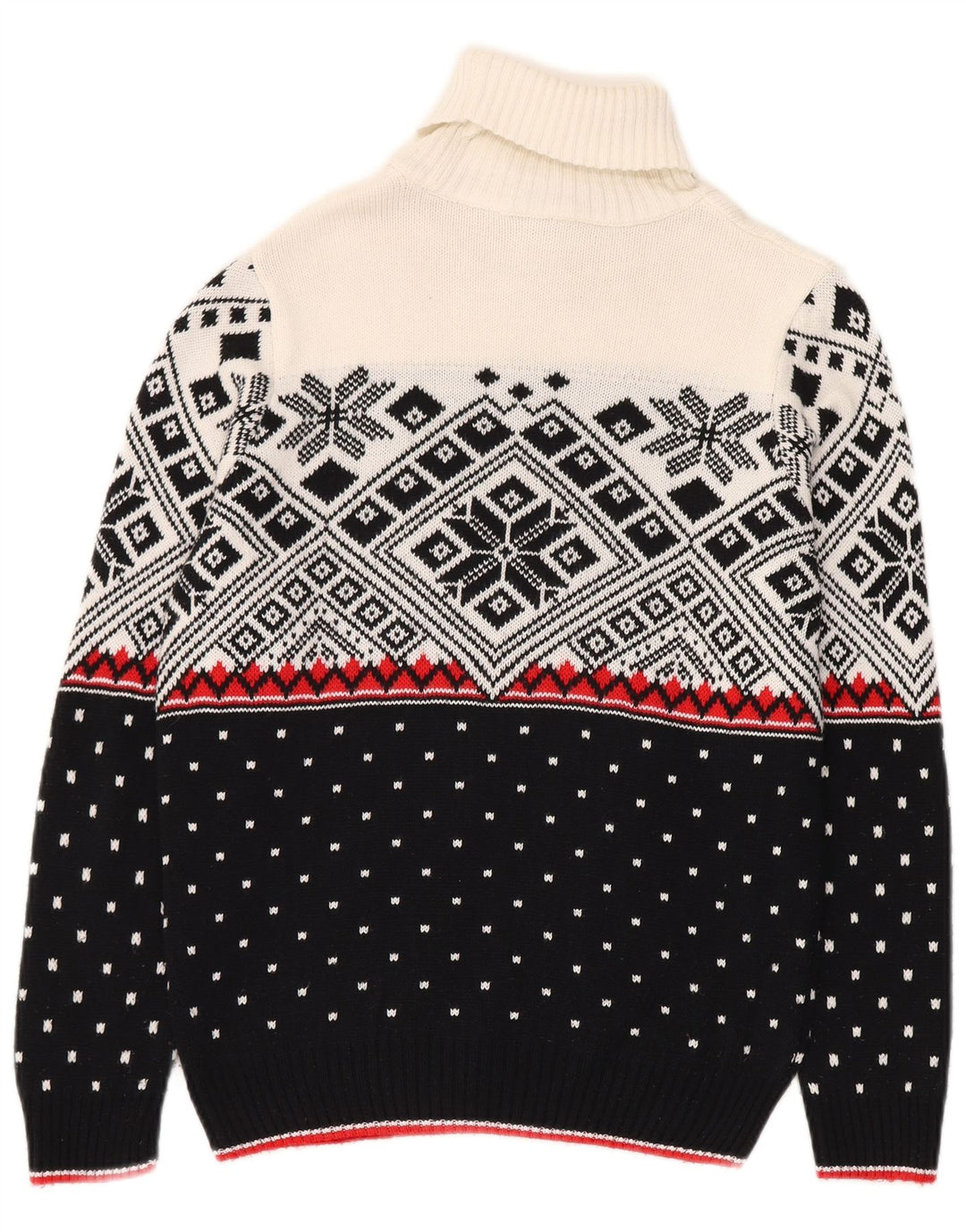 Vintage Herren Rollkragenpullover Pullover Klein Schwarz Fair Isle