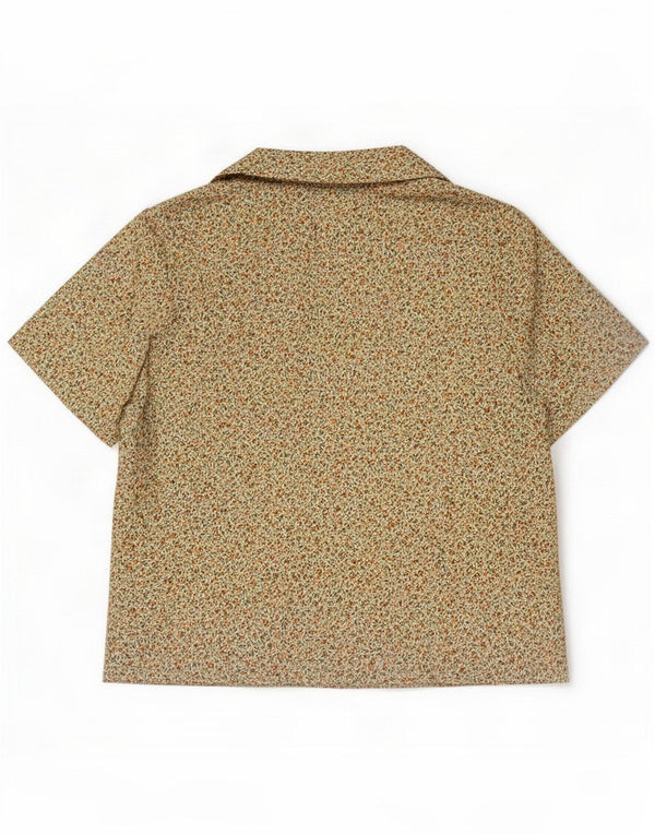 Vintage Damen Kurzarmhemd UK 14 Medium Beige Floral