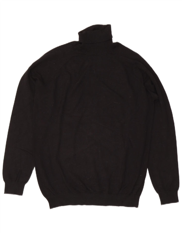Zara Herren-Pullover mit Rollkragen, groß, schwarze Viskose