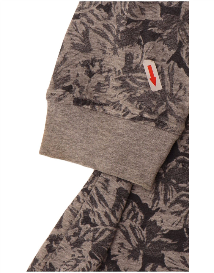Ellesse Damen-Sweatshirt-Pullover in Übergröße, UK 14, mittelgraue, geblümte Baumwolle
