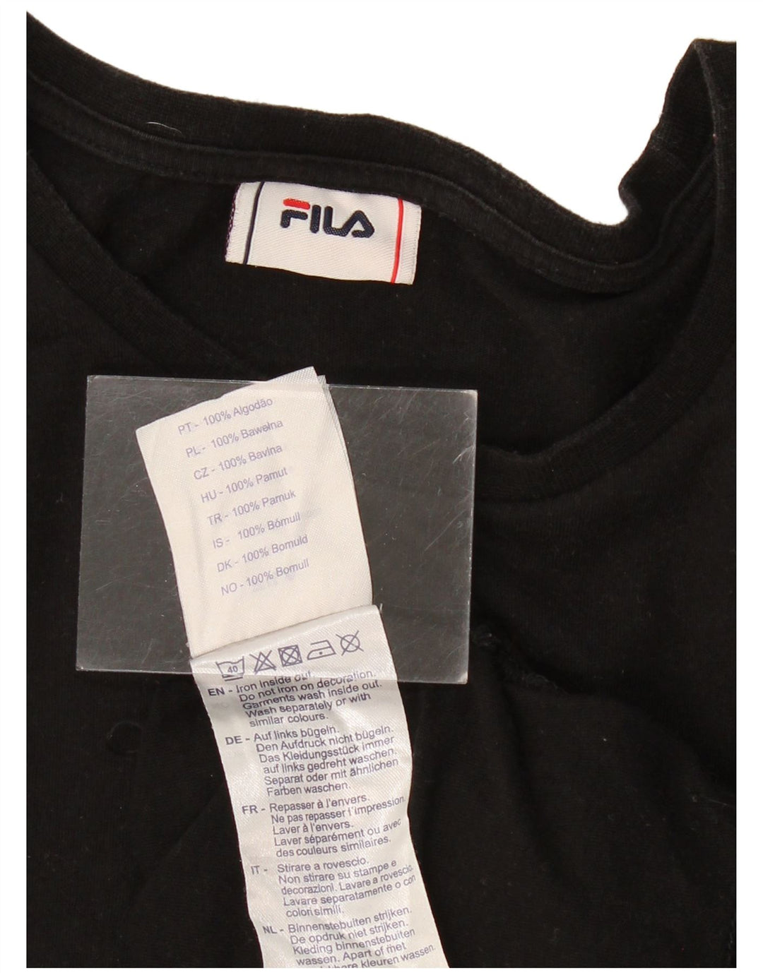 FILA Mens Graphic T-Shirt Top Large Black Cotton