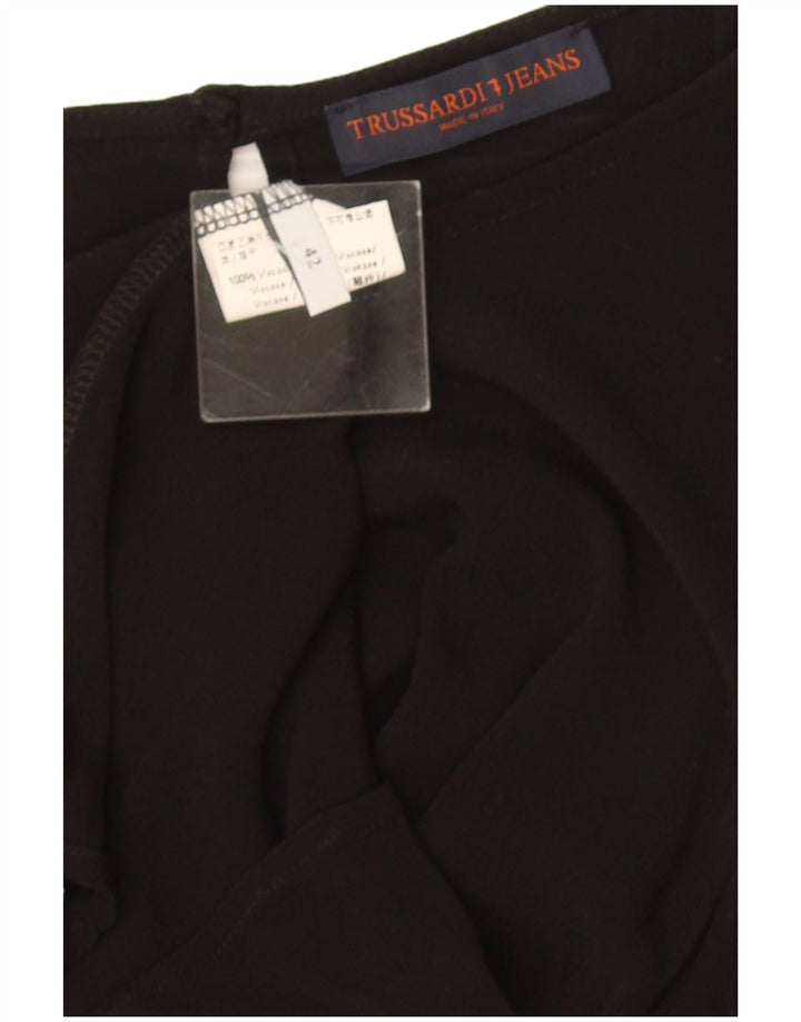Trussardi Jeans Damen Langarm-Blusenoberteil IT 42 Mittelschwarze Viskose