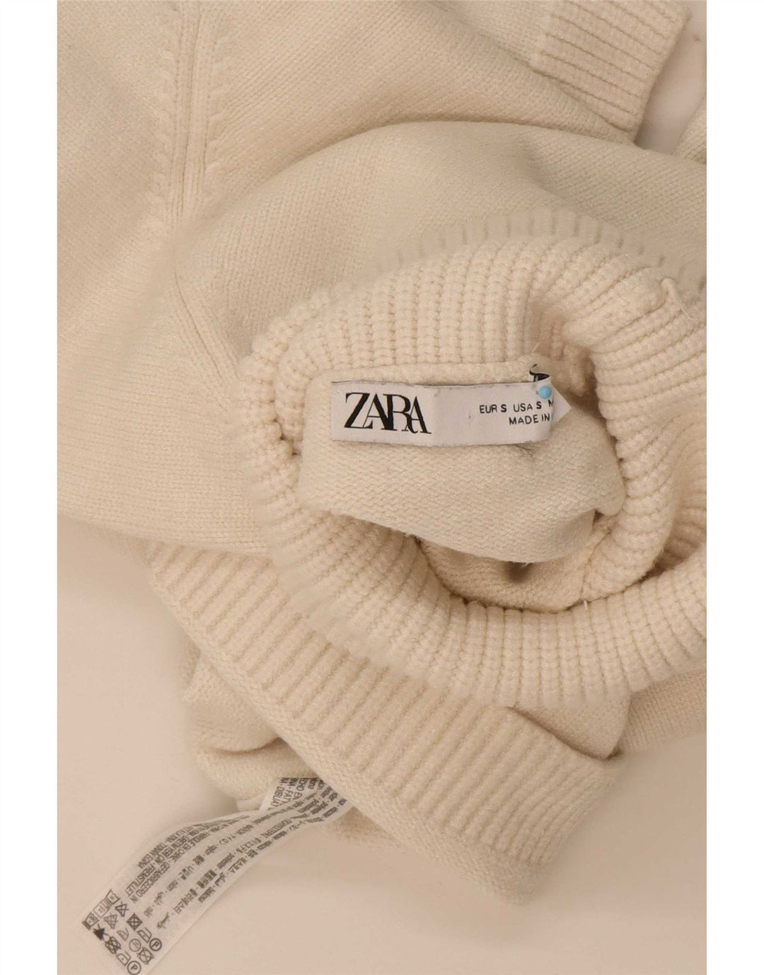 Zara Damen Crop Oversized Rollkragenpullover Pullover UK 10 Small Off White