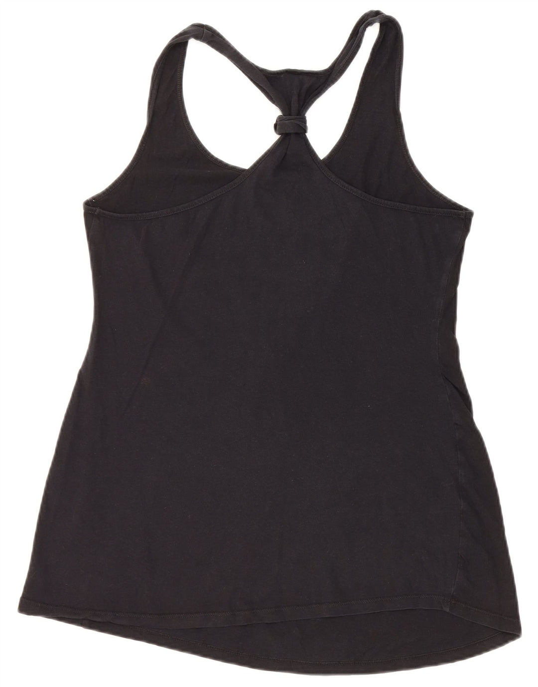 VINTAGE Damen Grafik-Weste-Top UK 12 Mittelschwarze Baumwolle