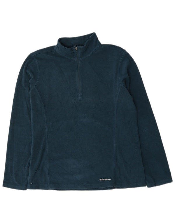 Eddie Bauer Damen-Fleecepullover mit Reißverschluss am Hals, UK 16, Größe L, Blau, Polyester