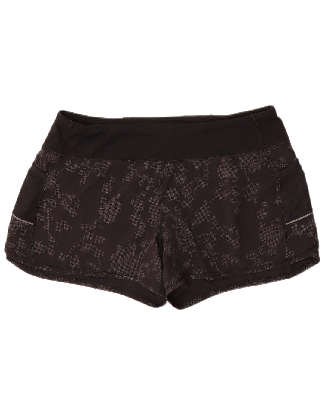 ATHLETA Womens Sport Shorts UK 16 Large  Black Floral Polyester