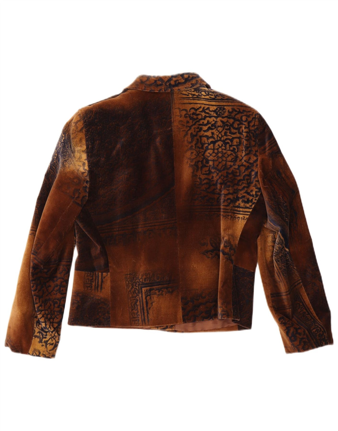 Taifun Damen-Blazer aus Samt mit 4 Knöpfen, UK 12, Mittelbraun, Paisleymuster