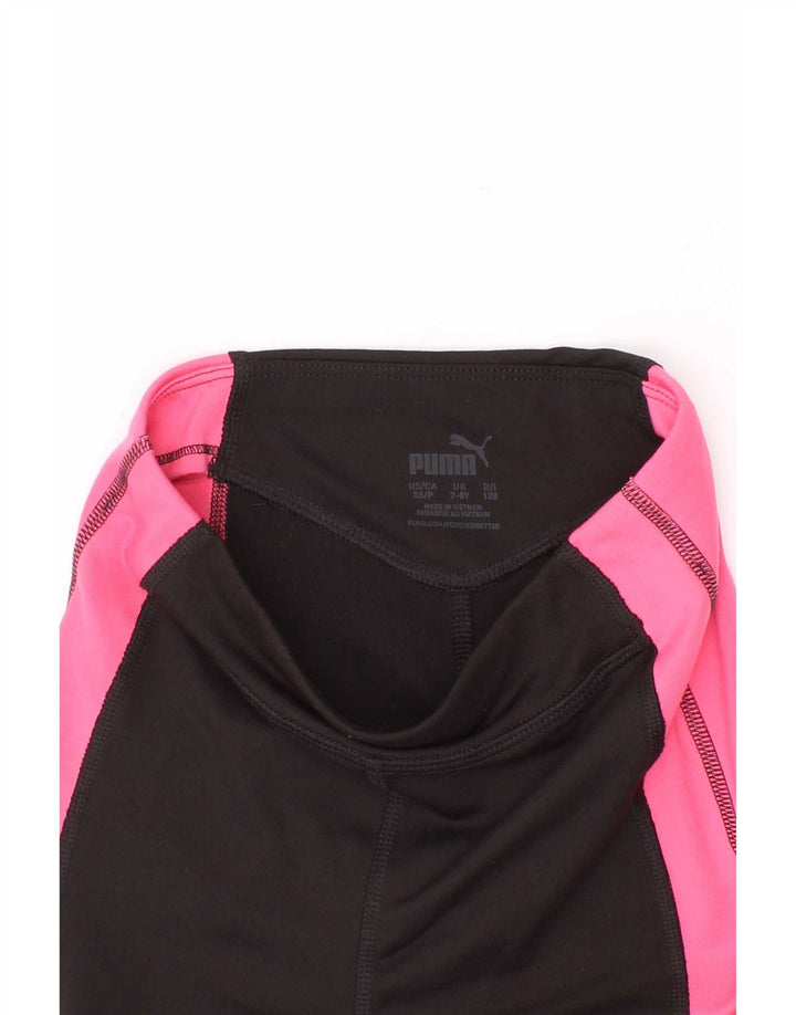 Puma Graphic Capri-Leggings für Mädchen, 7–8 Jahre, schwarzes Colourblock-Polyester