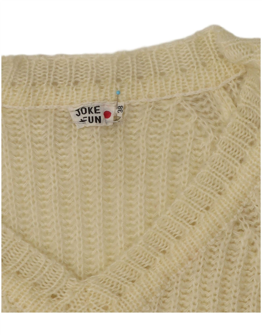 Vintage Damen V-Ausschnitt Pullover Pullover EU 38 Medium Off White Acryl