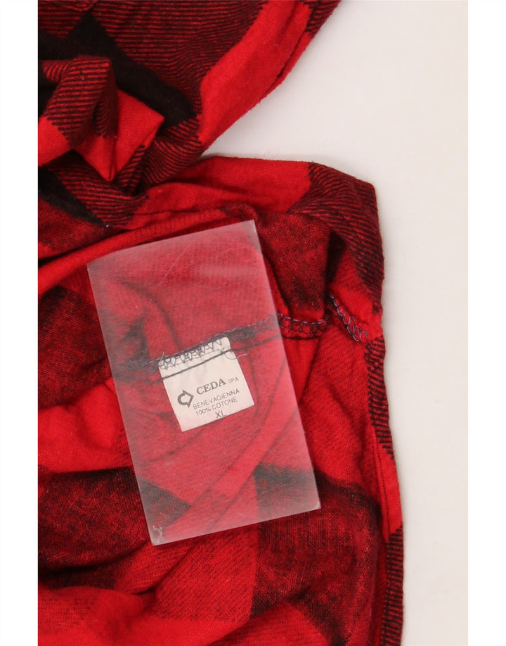 Vintage Herren Flanellhemd XL Rot Gingham Baumwolle