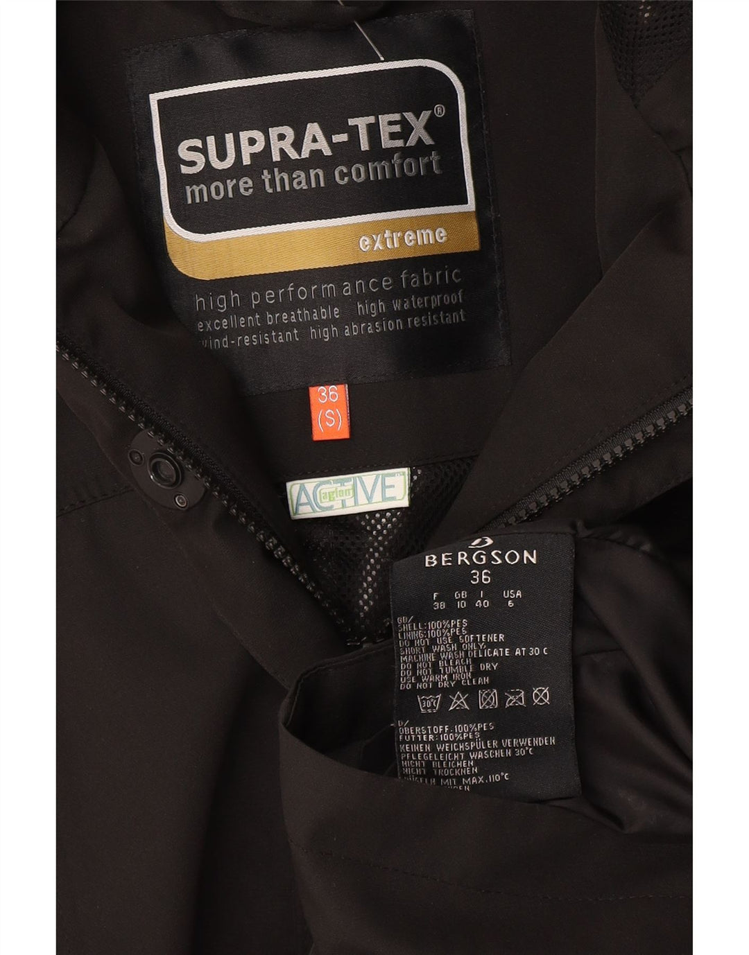Bergson Damen-Windbreaker-Mantel mit Kapuze, UK 10, Größe S, Schwarz, Polyester