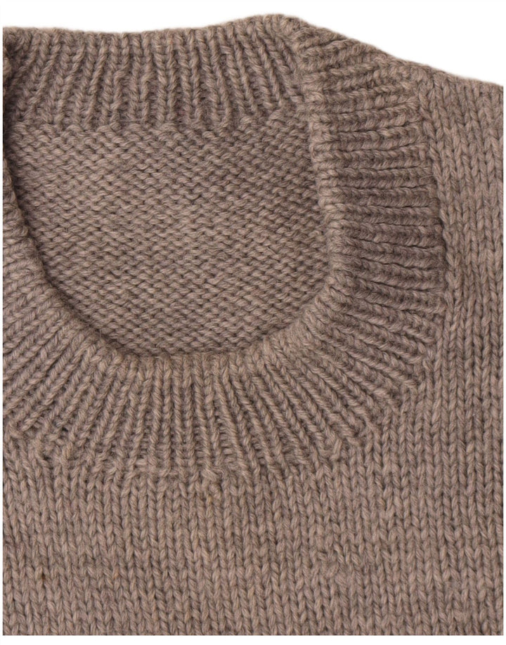 Vintage Damen Pullover mit Rundhalsausschnitt UK 14 Mittelgrau gestreift