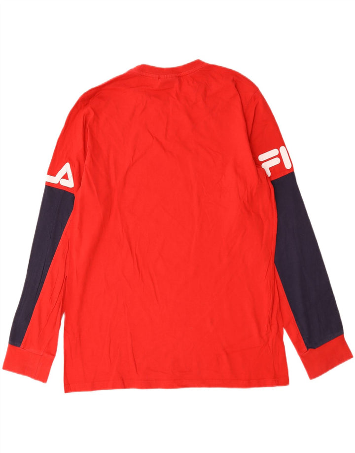 Fila Herren Grafik-Oberteil, langärmelig, groß, rot, Colourblock-Baumwolle