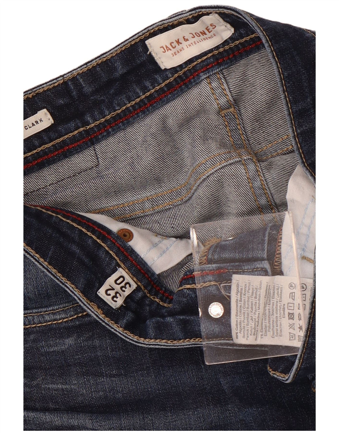 Jack & Jones Herren Clark Straight Jeans W32 L30 Blaue Baumwolle