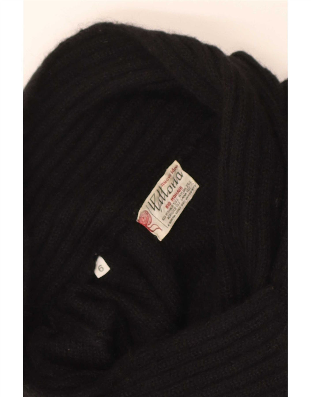 Vintage Damen Schalhalspullover Pullover US 6 Medium Schwarz Mohair