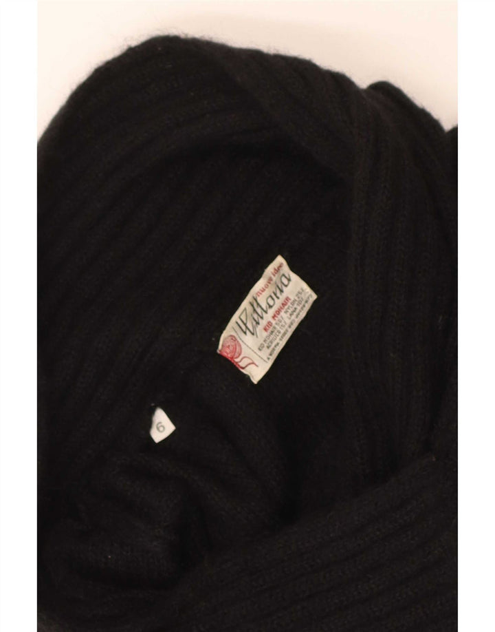 Vintage Damen Schalhalspullover Pullover US 6 Medium Schwarz Mohair