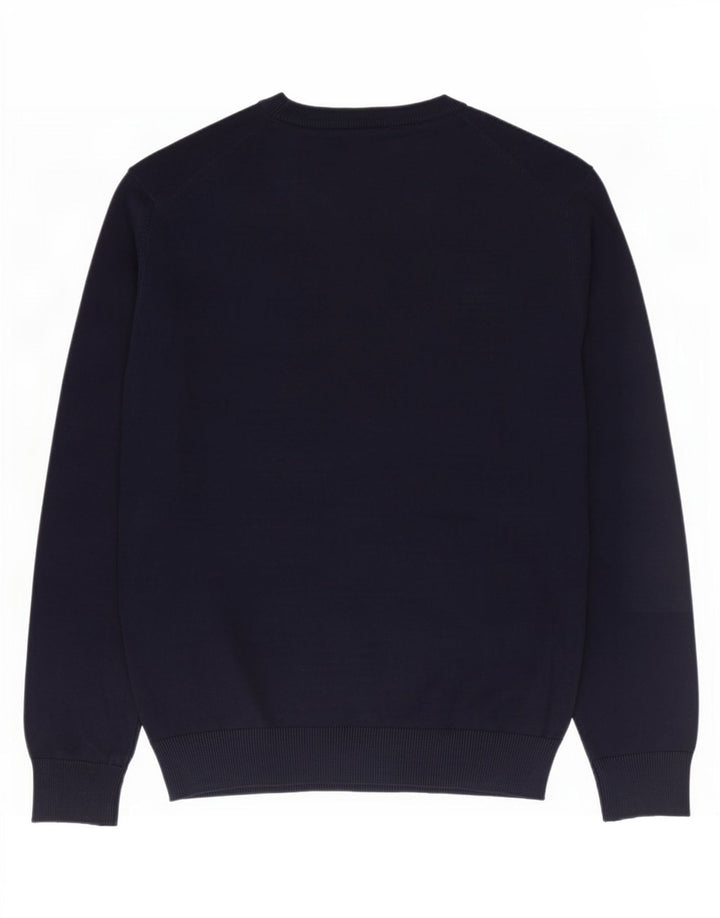 Crew Clothing Herren-Pullover mit V-Ausschnitt aus mittelblauer Baumwolle